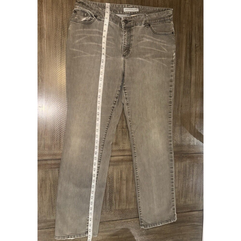 Chico’s Platinum Denim Grayish Brown Distressed Mid Rise Jeans Size Large (2.5) - Picture 9 of 13
